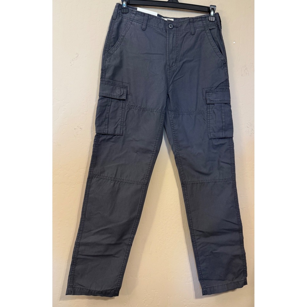 Mutual Weave Cargo Pants Men 30x30 Charcoal Grey Taper Ripstop Utility‎ NEW